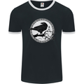 Viking Crow Celtic Norse Valhalla Odin Thor Mens Ringer T-Shirt FotL Black/White
