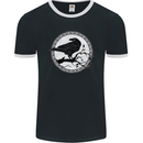 Viking Crow Celtic Norse Valhalla Odin Thor Mens Ringer T-Shirt FotL Black/White