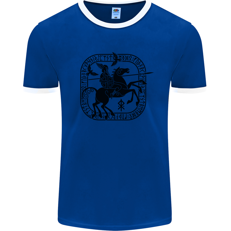 Odin Wotan Vikings Valhalla Norse Mythology Mens White Ringer T-Shirt Royal Blue/White