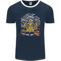 Japanese Octopus Drummer Drumming Drums Mens Ringer T-Shirt FotL Navy Blue/White