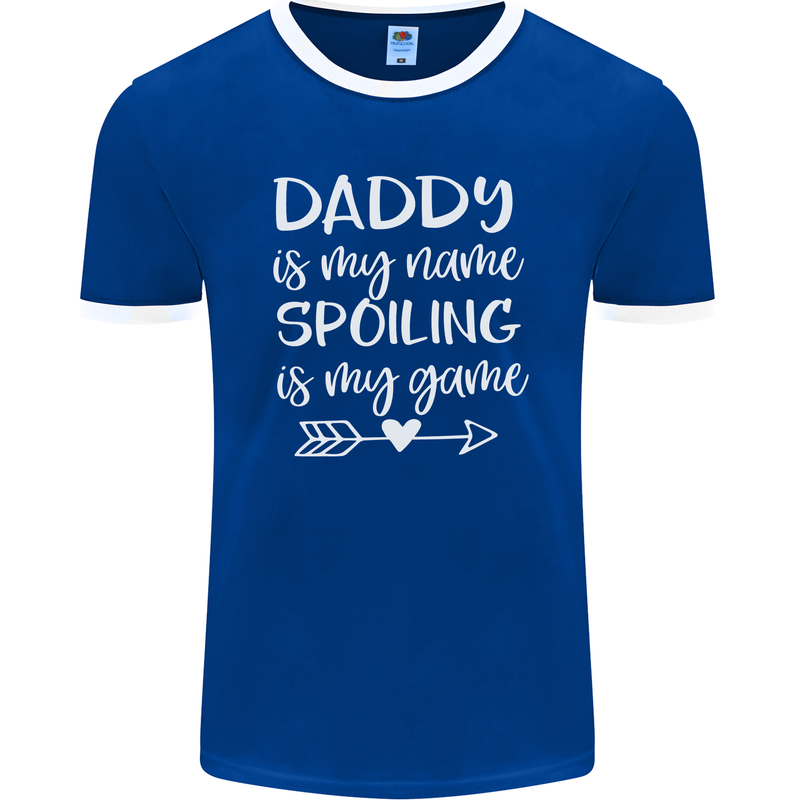 Father's Day Daddy Is My Name Funny Dad Mens Ringer T-Shirt FotL Royal Blue/White