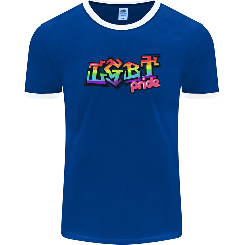 LGBT Gay Pride Day Awareness Mens Ringer T-Shirt FotL Royal Blue/White