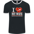 I Heart My Wife Scuba Diving Diver Dive Mens Ringer T-Shirt FotL Black/White