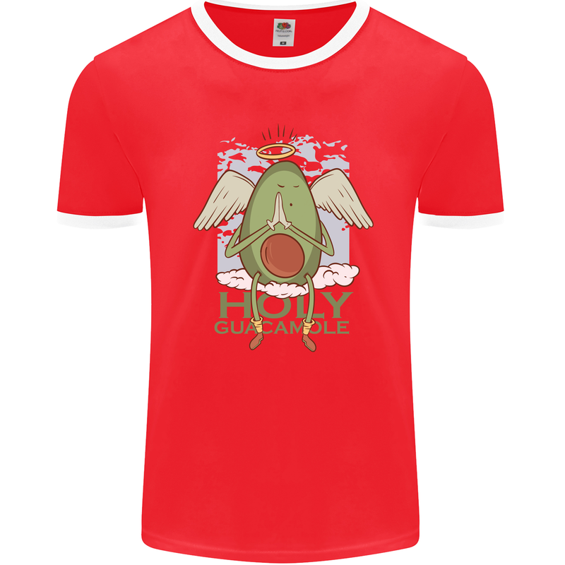 Holy Guacamole Funny Food Angel Mens Ringer T-Shirt FotL Red/White