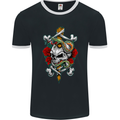 Skull and Snake Biker Heavy Metal Gothic Mens Ringer T-Shirt FotL Black/White