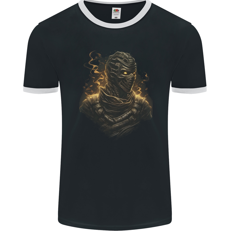 Mummy From Hell Demon Skull SCI-FI Mens Ringer T-Shirt FotL Black/White