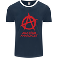 Amateur Anarchist Anarchism Activist Funny Mens Ringer T-Shirt FotL Navy Blue/White