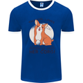 Sleeping With Her Corgi Funny Mens Ringer T-Shirt FotL Royal Blue/White