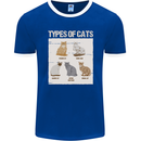 Types of Cat Persian Siamese British Bengal Mens Ringer T-Shirt FotL Royal Blue/White
