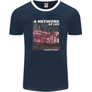 Mushrooms A Network of Life Mycology Mens Ringer T-Shirt FotL Navy Blue/White