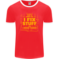 I Fix Stuff Funny Carpenter DIY Tradesman Mens Ringer T-Shirt FotL Red/White