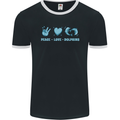 Peace Love Dolphins Sea life Mens Ringer T-Shirt FotL Black/White