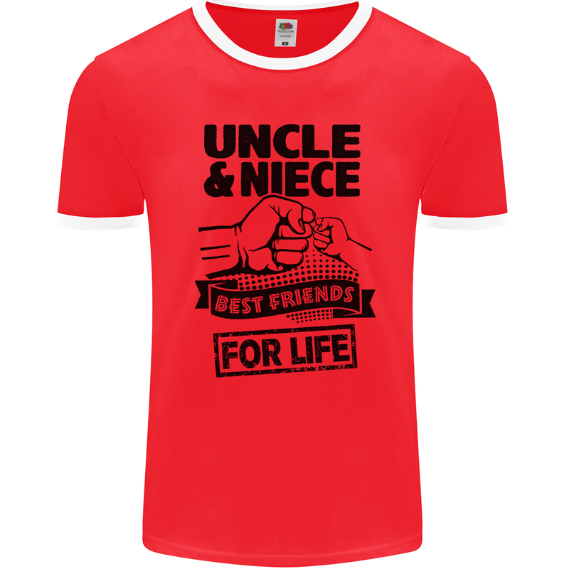 Uncle & Niece Friends for Life Funny Day Mens Ringer T-Shirt FotL Red/White