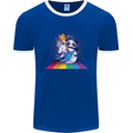 Mystical Panda Bear Unicorn Cat and Shark Mens Ringer T-Shirt FotL Royal Blue/White