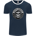 Rebel Cafe Racer Biker Motorbike Motorcycle Mens Ringer T-Shirt FotL Navy Blue/White