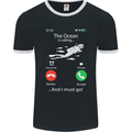 The Ocean Is Calling Scuba Diving Diver Mens Ringer T-Shirt FotL Black/White