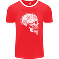 Viking Skull Thor Valhalla Norse Mythology Mens Ringer T-Shirt FotL Red/White