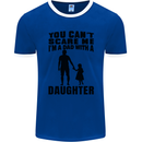 Dad With a Daughter Funny Fathers Day Mens Ringer T-Shirt FotL Royal Blue/White