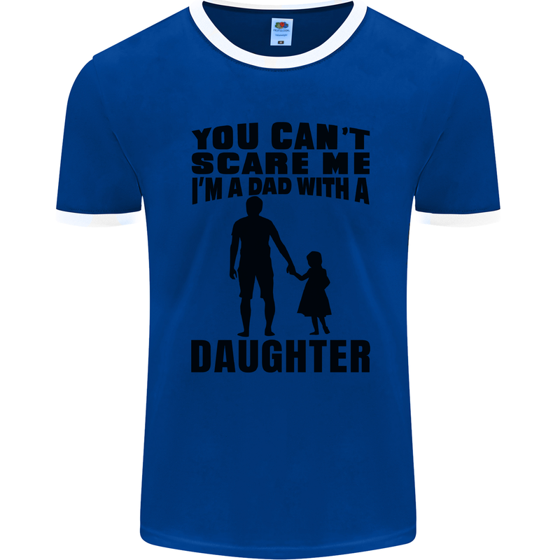 Dad With a Daughter Funny Fathers Day Mens Ringer T-Shirt FotL Royal Blue/White