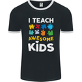 I Teach Awesome Kids Funny Teacher Teaching Mens Ringer T-Shirt FotL Black/White