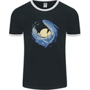 Ocean Whale & Octopus Mens Ringer T-Shirt FotL Black/White