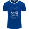 70th Birthday 70 Year Old Geek Funny Maths Mens Ringer T-Shirt FotL Royal Blue/White