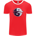 Yin Yang Glitch Yoga Meditation SCI-FI MMA Mens Ringer T-Shirt FotL Red/White