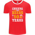 50th Birthday 50 Year Old Funny Alcohol Mens Ringer T-Shirt FotL Red/White