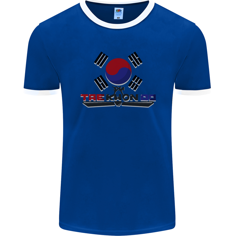 "Taekwondo Fighter Mixed Martial Arts MMA " Mens Ringer T-Shirt FotL Royal Blue/White