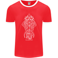 White Mandala Art Elephant Mens Ringer T-Shirt FotL Red/White