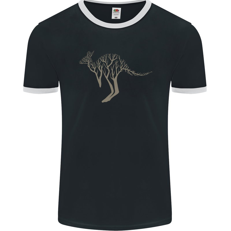 Kangaroo Ecology Mens Ringer T-Shirt FotL Black/White