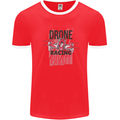 Drone Racing Pilot Mens Ringer T-Shirt Red/White