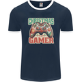 Christmas Gamer Funny Gaming Joypad Mens Ringer T-Shirt FotL Navy Blue/White