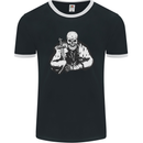 Viking Skull & Sword Thor Valhalla Mens Ringer T-Shirt FotL Black/White
