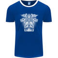 Angel of Death Day of the Dead Skull DOTD Mens Ringer T-Shirt FotL Royal Blue/White