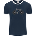 Cycling Music Cyclist Funny Bicycle Bike Mens Ringer T-Shirt FotL Navy Blue/White