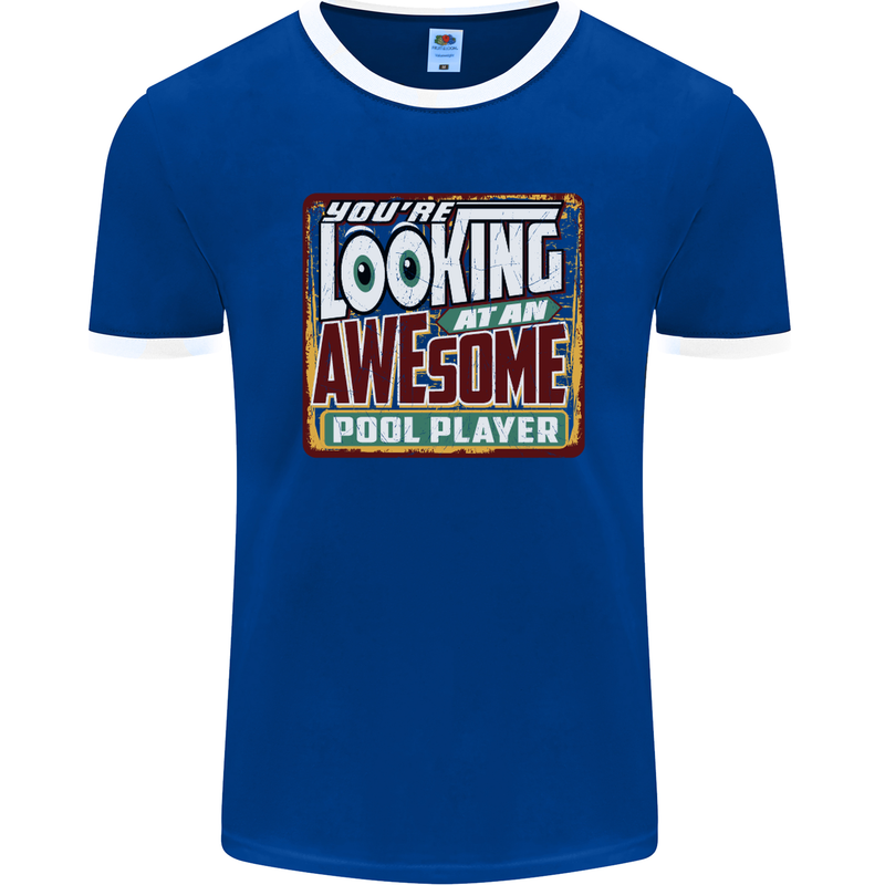 An Awesome Pool Player Mens Ringer T-Shirt FotL Royal Blue/White