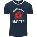 Black Lives Matter Mens Ringer T-Shirt FotL Navy Blue/White