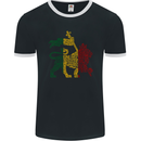 Rasta Lion Jamaica Reggae Music Jamaican Mens Ringer T-Shirt FotL Black/White