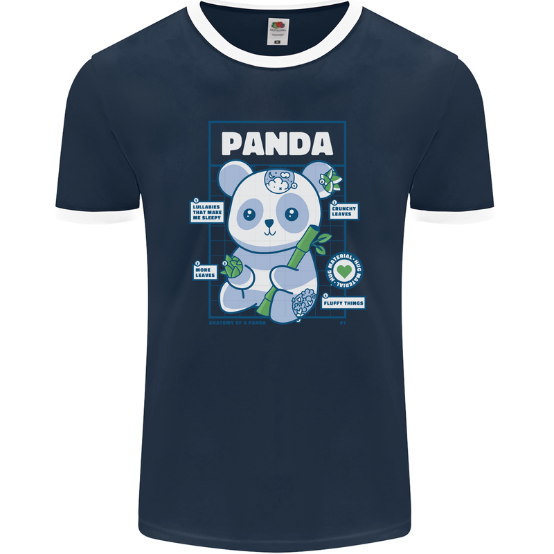 Anatomy of a Panda Bear Funny Mens Ringer T-Shirt FotL Navy Blue/White