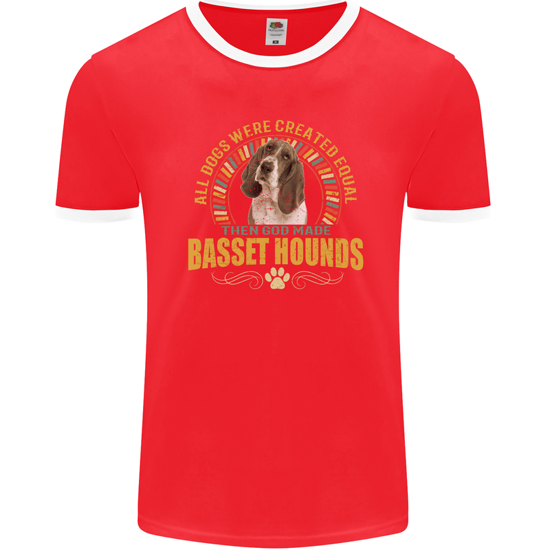 A Basset Hound Dog Mens Ringer T-Shirt FotL Red/White