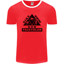 Triathlon Triangle Running Swimming Cycling Mens Ringer T-Shirt FotL Red/White