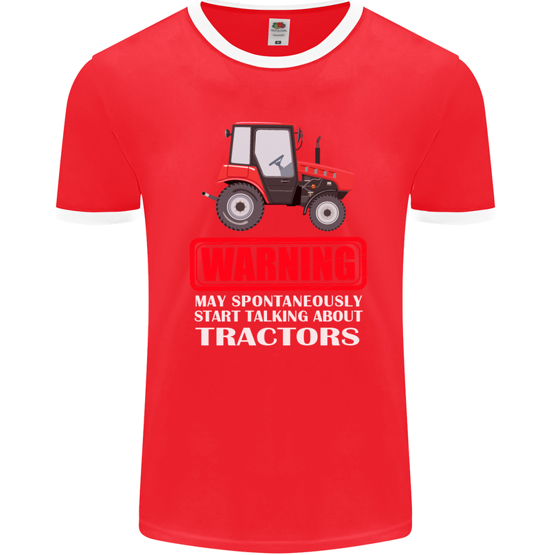 Talking About Tractors Funny Farmer Farm Mens Ringer T-Shirt FotL Red/White