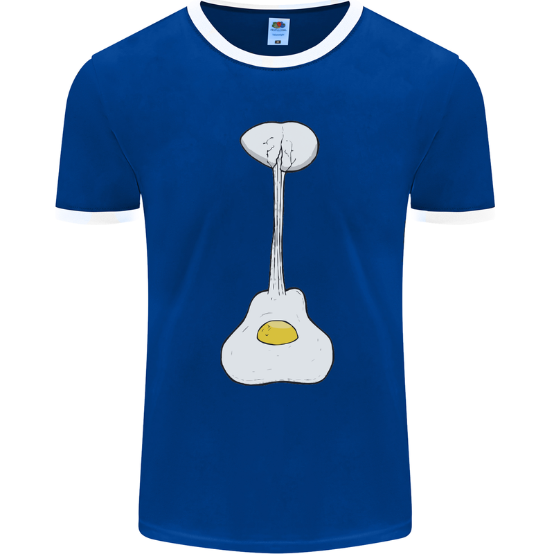 Funny Egg Guitar Acoustic Electric Bass Mens Ringer T-Shirt FotL Royal Blue/White