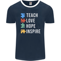 Teach Love Hope Inspire Teaching Teacher Mens Ringer T-Shirt FotL Navy Blue/White