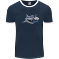 Where Are the Sharks? Scuba Diving Diver Mens Ringer T-Shirt FotL Navy Blue/White