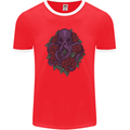 Octopus Skull Cthulhu Kraken With Roses Mens Ringer T-Shirt FotL Red/White