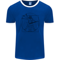 Old Rocker Vitruvian Guitarist Funny Guitar Mens Ringer T-Shirt FotL Royal Blue/White