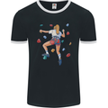 Female Rock Climber Climbing Wall Mens Ringer T-Shirt FotL Black/White