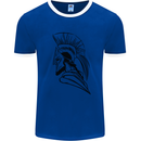 Spartan Helmet Training Bodybuilding MMA Mens Ringer T-Shirt Royal Blue/White